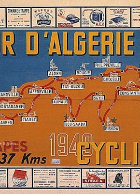 Een poster voor de wielerwedstrijd Tour d'Algerie.