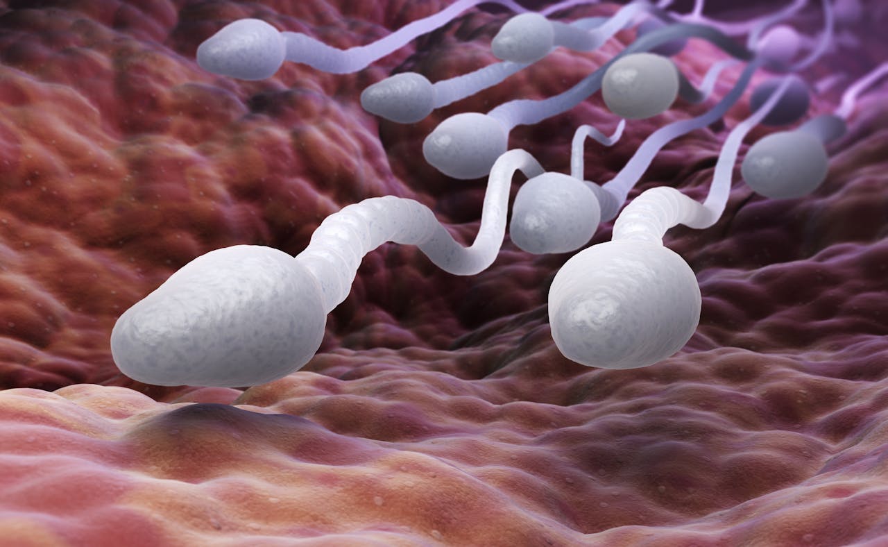 Een afbeelding van sperma in een baarmoeder.