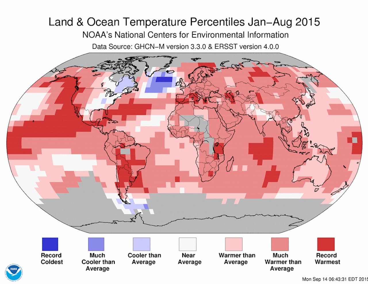 Het verschil tussen de temperatuur op aarde van dit jaar (tot nu toe) en het gemiddelde van de periode 1981-2010.