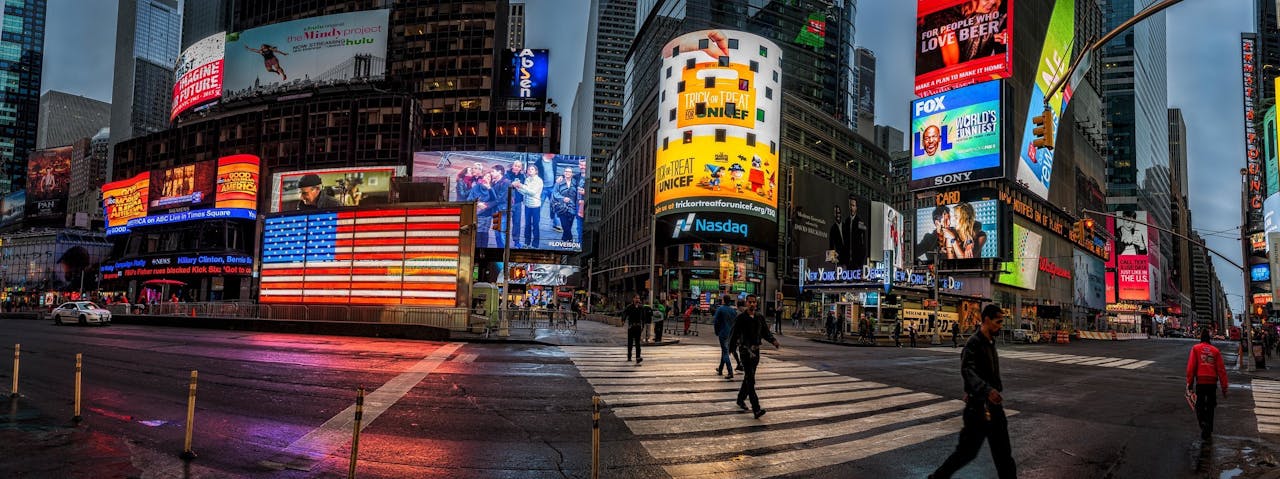 Times Square in New York City 's nachts.