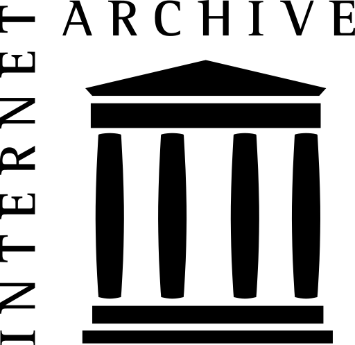 Het zwart-witte logo van het internet archief.