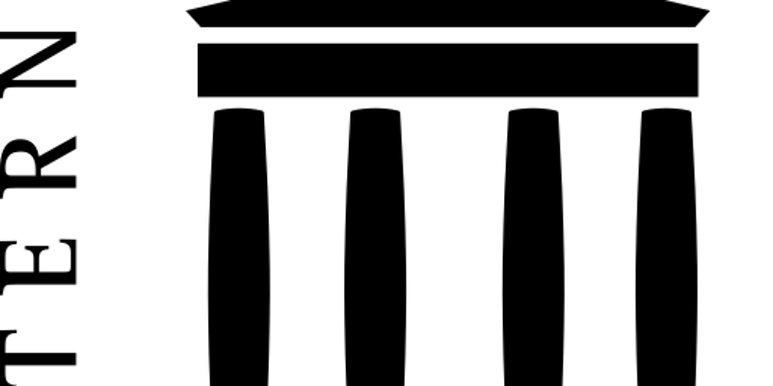 Het zwart-witte logo van het internet archief.