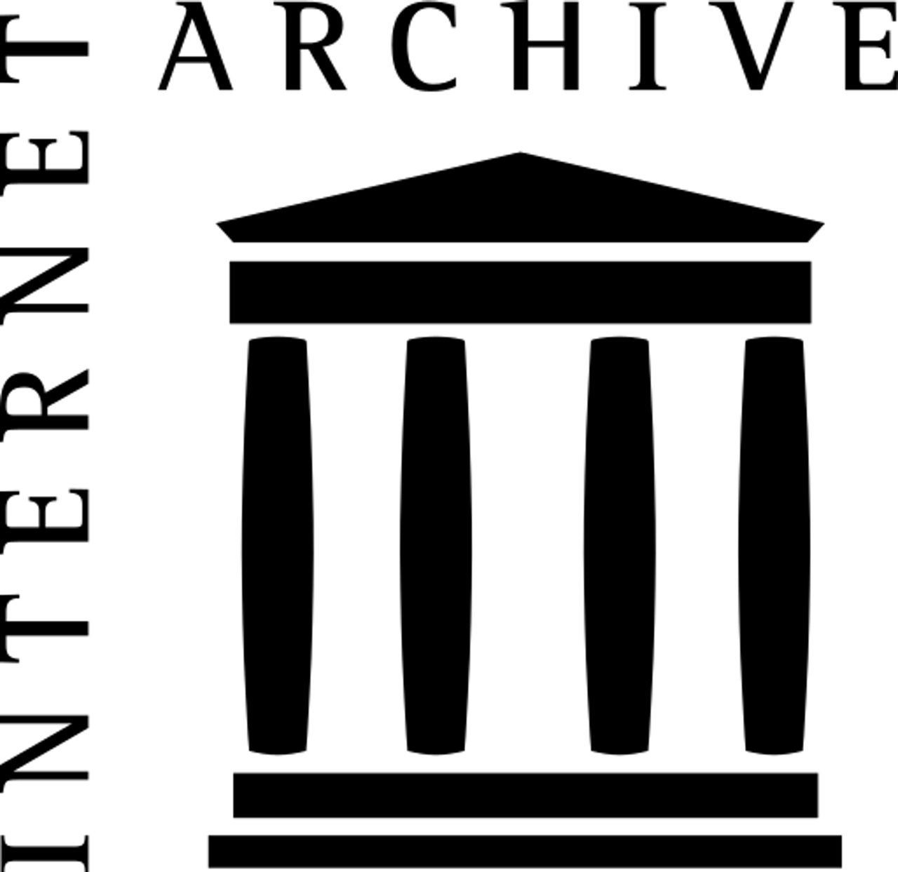 Het zwart-witte logo van het internet archief.