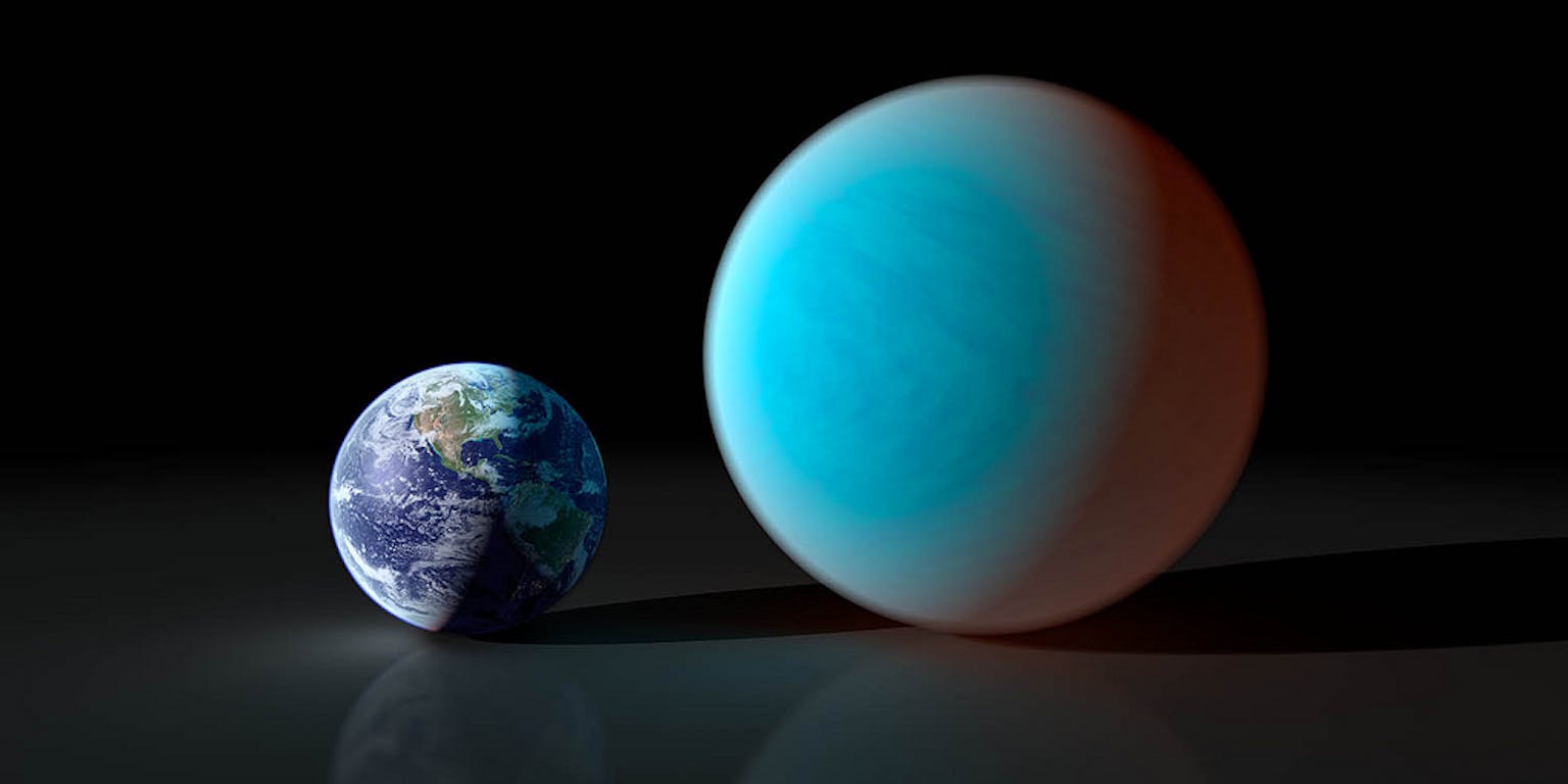 Een artistieke weergave van twee planeten naast elkaar.