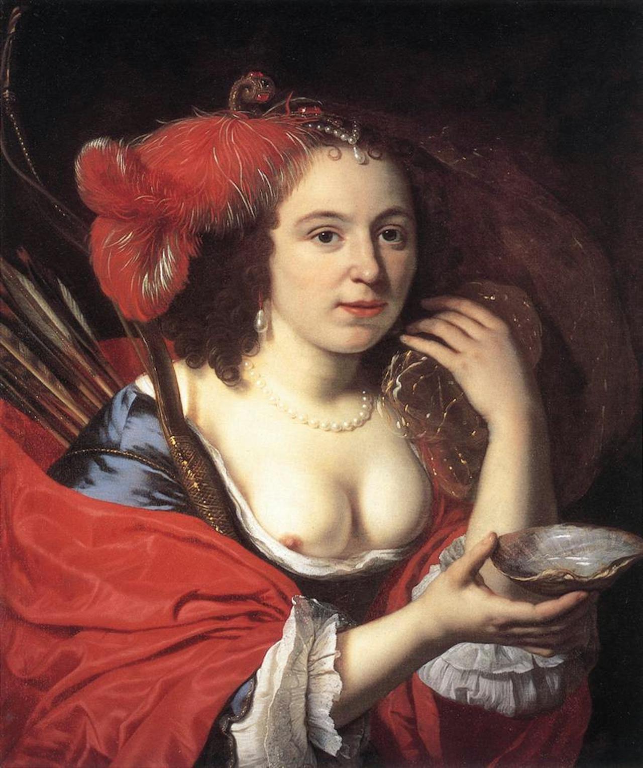 Een schilderij van Bartholomeus van der Helst. Het is een portret van Anna du Pire.
