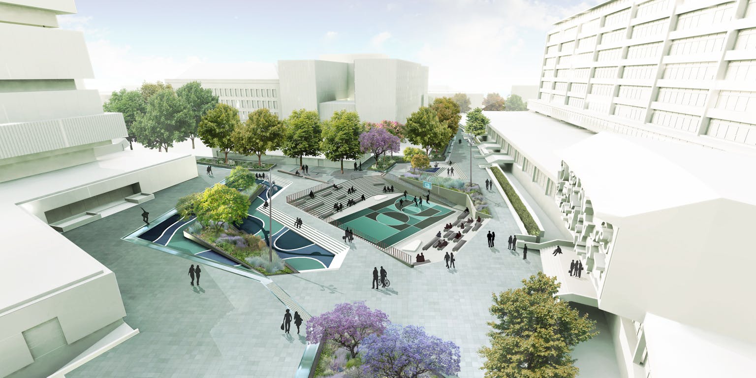 Impressie van het Benthemplein in Rotterdam Noord.