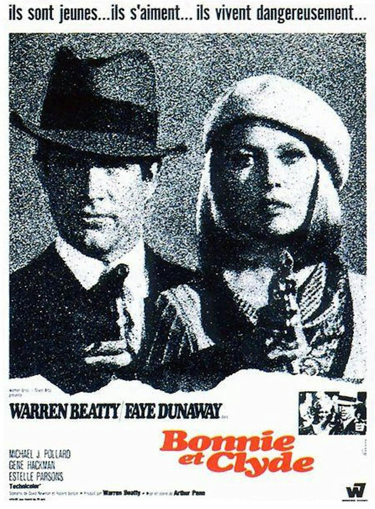 Een poster voor de film Bonnie en Clyde.