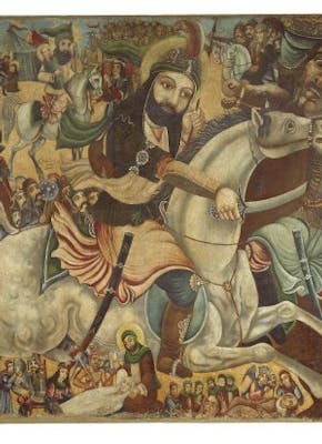 Een schilderij van de slag bij Kerbala (eind 19e-begin 20e eeuw).