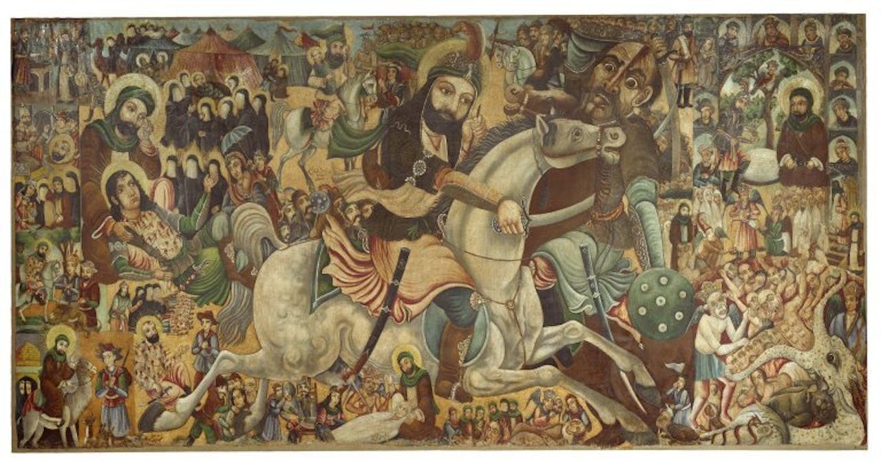 Een schilderij van de slag bij Kerbala (eind 19e-begin 20e eeuw).