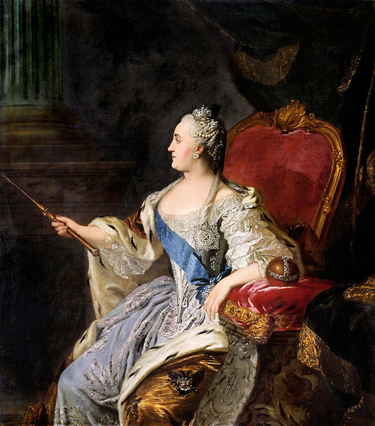 Een schilderij van Tsarina Catharina de Grote van Rusland.
