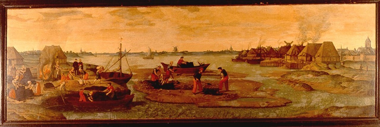 Een schilderij van Darinck Delven uit 1540, waarin de verschillende stadia van de moernering te zien zijn.