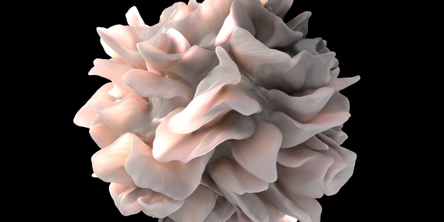 Artistieke weergave van het oppervlak van een menselijke cel.