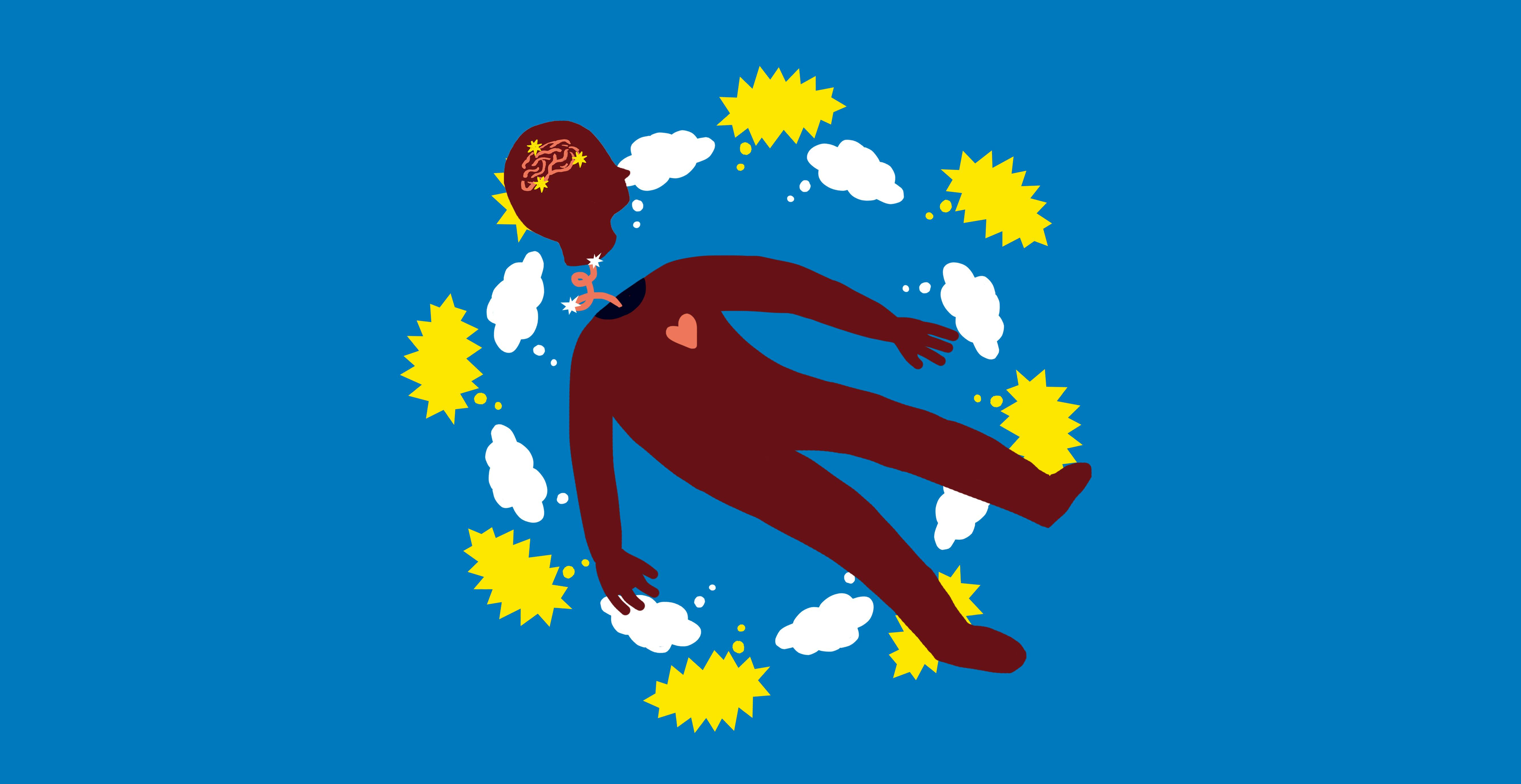 Een illustratie waarop de ziel is losgekoppeld van het lichaam.