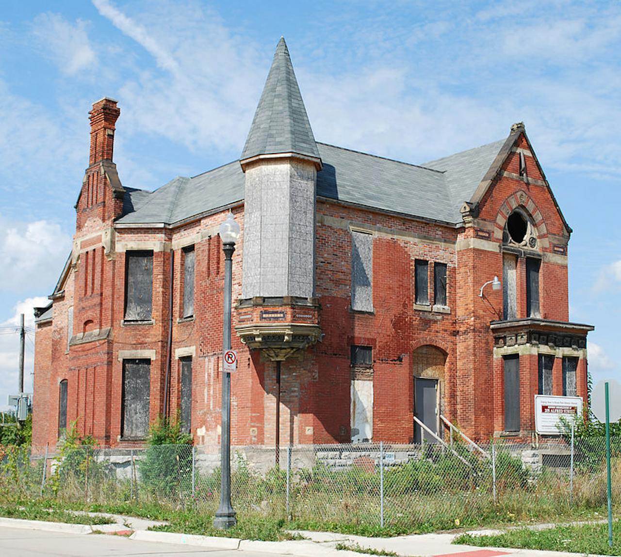 Het historische Ransom Gillis House in Alfred Street 205 in Midtown Detroit, Michigan, in de wijk Brush Park.