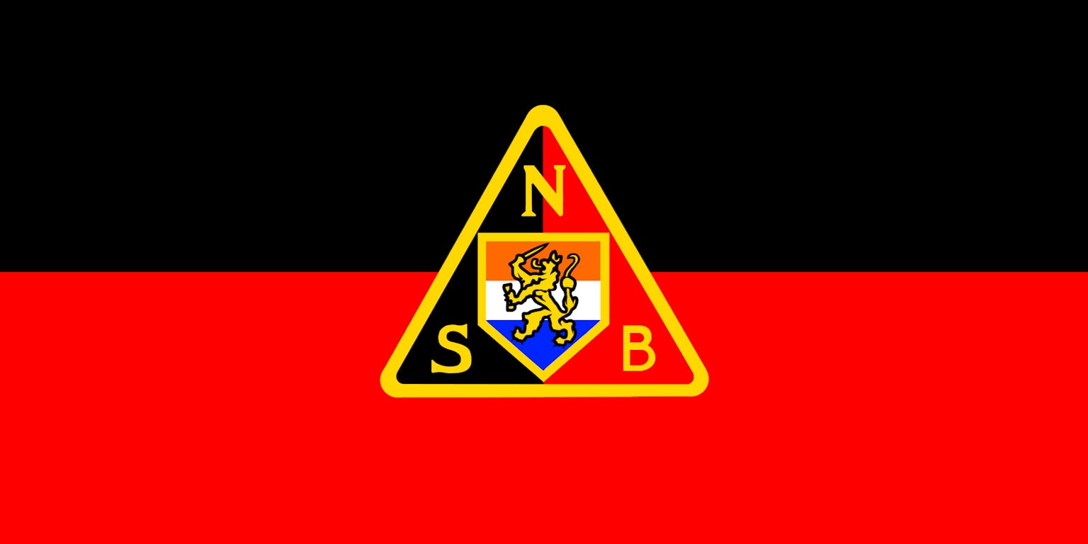 De vlag van de Nationaal-Socialistische Beweging (NSB). Deze politieke partij heeft bestaan van 1931 tot 1945.