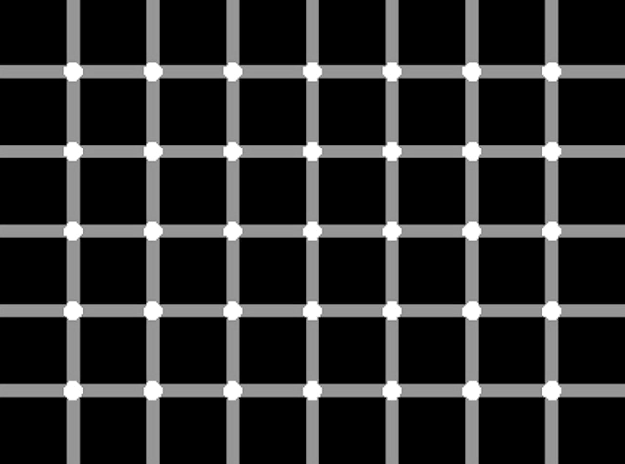 Een zwart-wit raster van een vierkant weefpatroon op een zwarte achtergrond.
