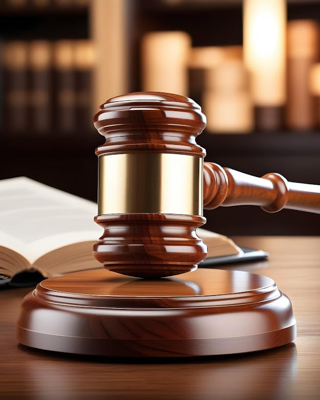 Als het aan Elon Musk lag, werd elke Amerikaanse rechter vervangen door AI. Maar AI is zeker geen antwoord op alles. Bij elke toepassing moeten we ons blijven afvragen of we dit wel moeten willen. Close-up van een hamer zoals deze gebruikt wordt door een rechter