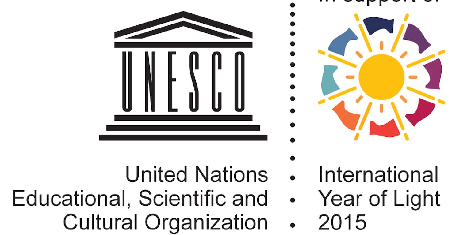 De logo's voor de educatieve, wetenschappelijke en culturele organisatie van de Verenigde Naties.