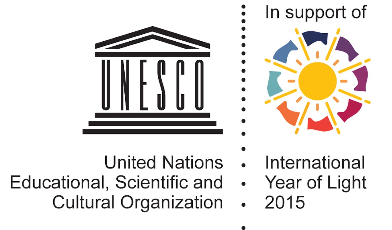 De logo's voor de educatieve, wetenschappelijke en culturele organisatie van de Verenigde Naties.