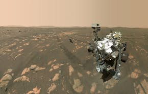 NASA's nieuwsgierigheidsrover Perserverence op Mars.