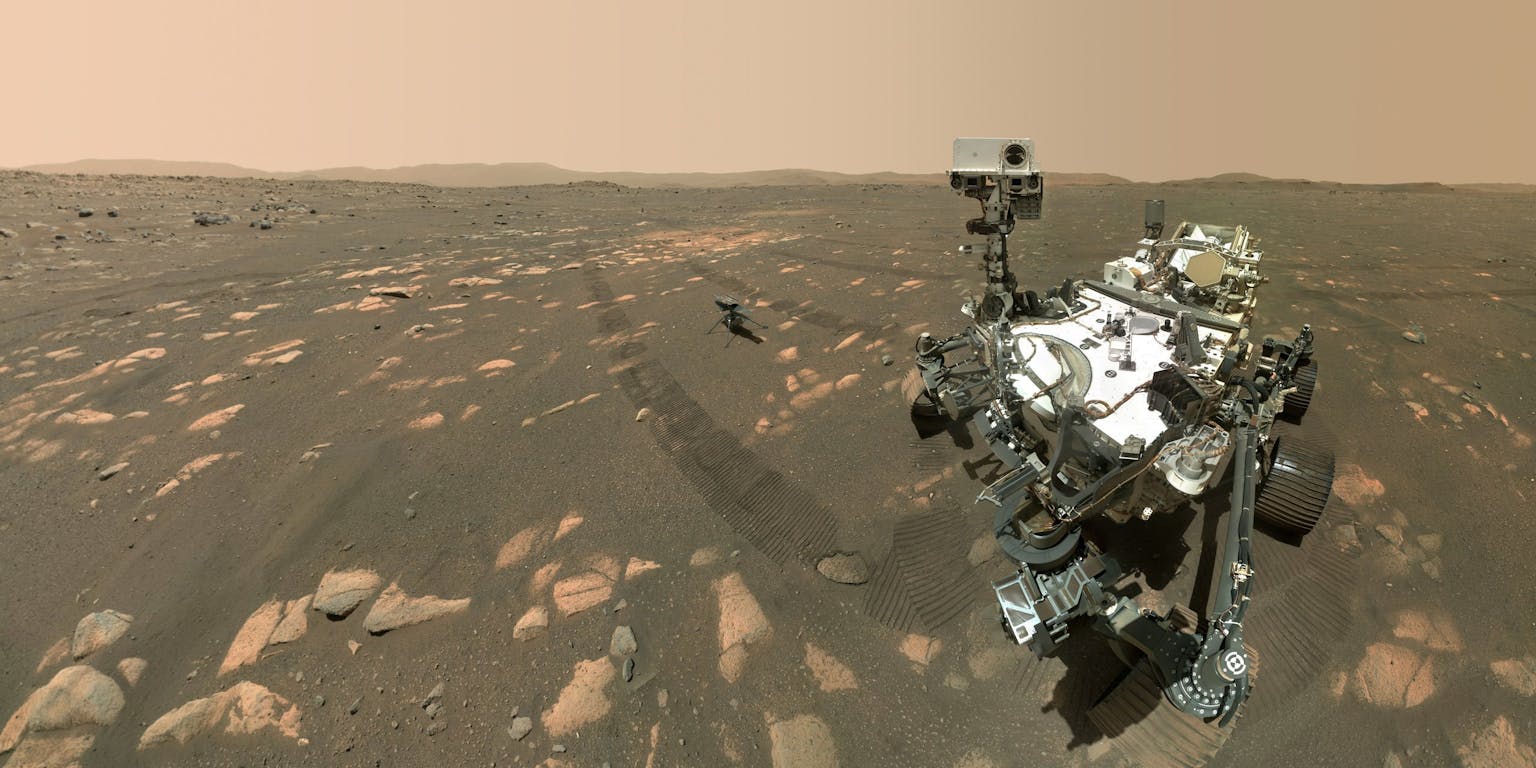 NASA's nieuwsgierigheidsrover Perserverence op Mars.