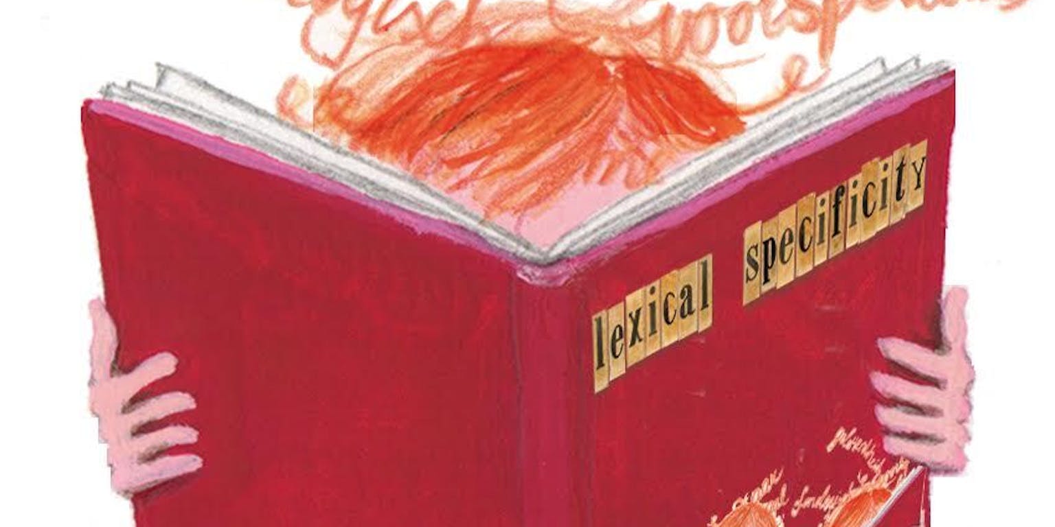 Een illustratie van een boek met een kind dat een rood boek vasthoudt.