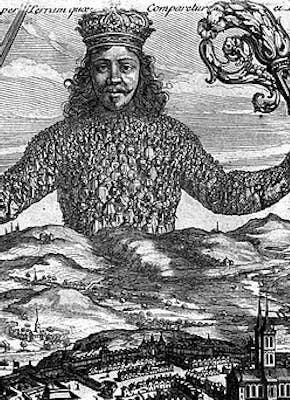 Uitsnede omslag boek Leviathan door Thomas Hobbes