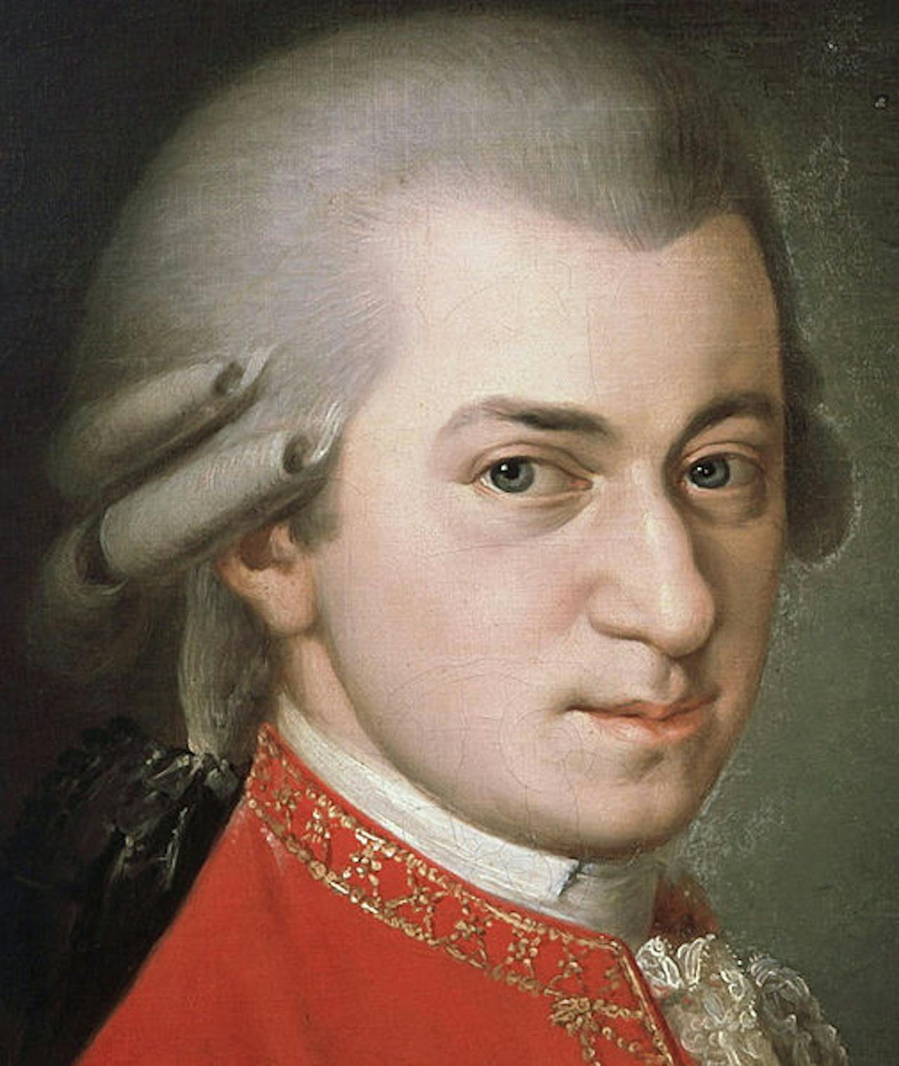 Een portret van muziekcomponist Mozart, geschilderd in 1819 door Barbara Kraftt.