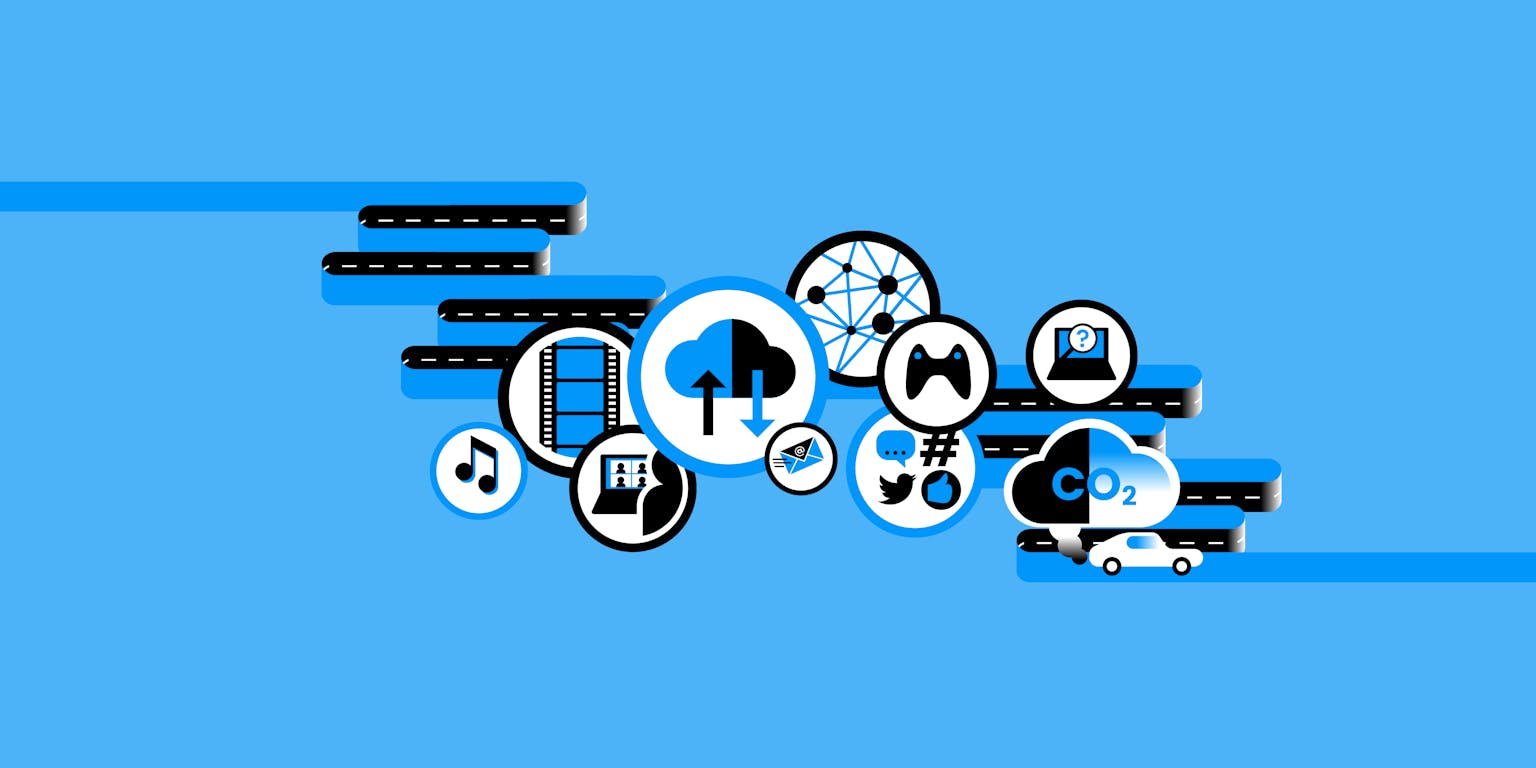 Pictogrammen van activiteiten die ons leven voor een groot deel beheersen, zoals gamen, downloaden, foto's en onderweg zijn.