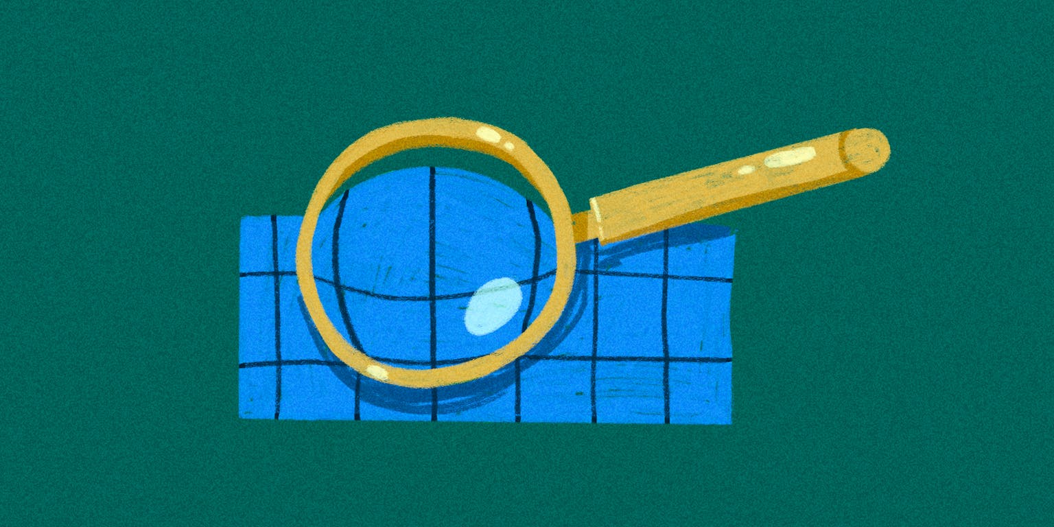 Tekening van een vergrootglas