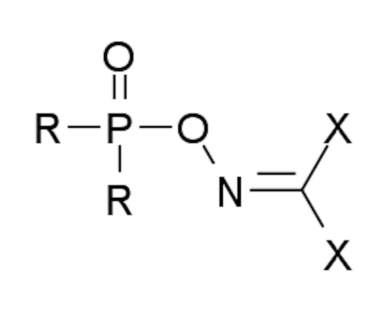 De scheikundige samenstelling van het zenuwgas Novichok. De varianten van dit zenuwgas bestaan uit fosfor (P), zuurstof (O) en stikstof (N).