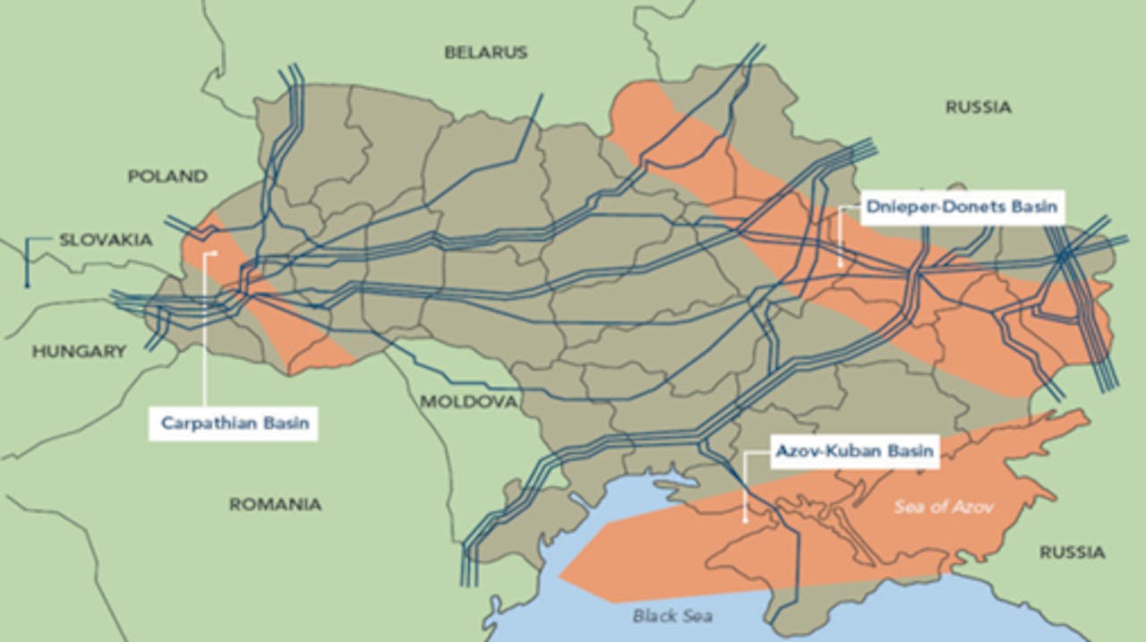 Aardgasbekkens Oekraïne / leidingen Gazprom