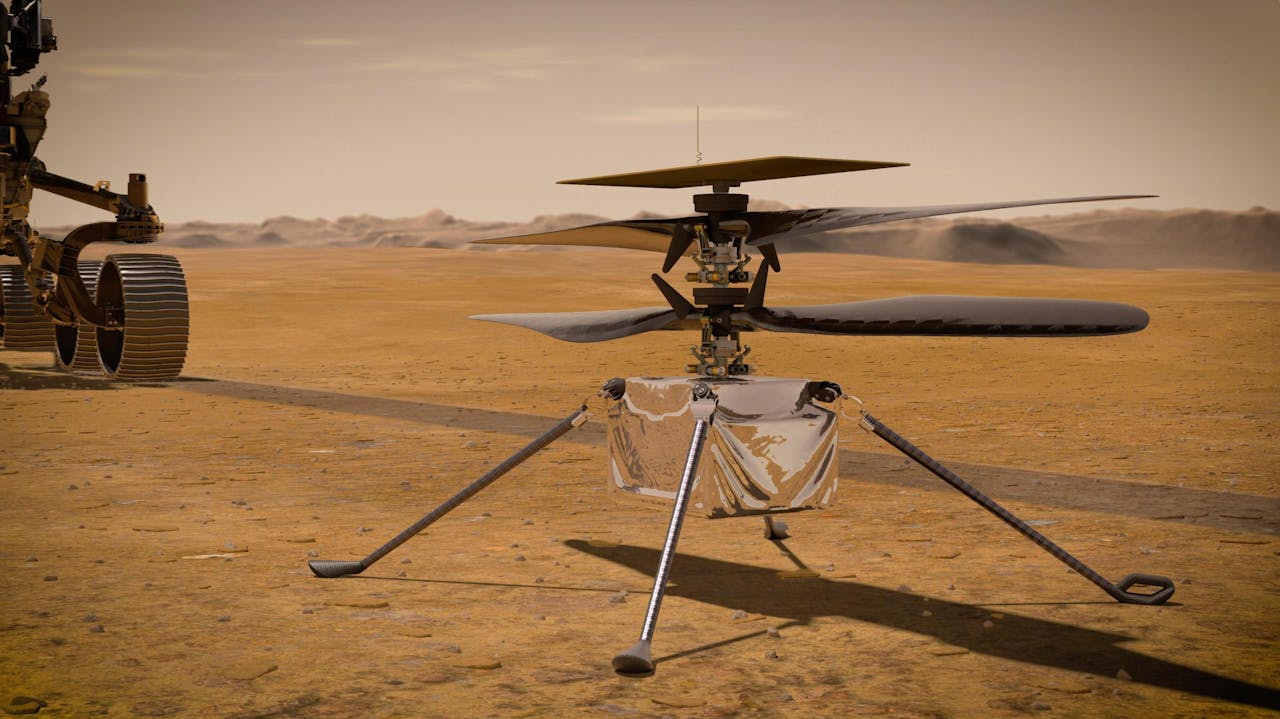 Een helikopter op Mars.