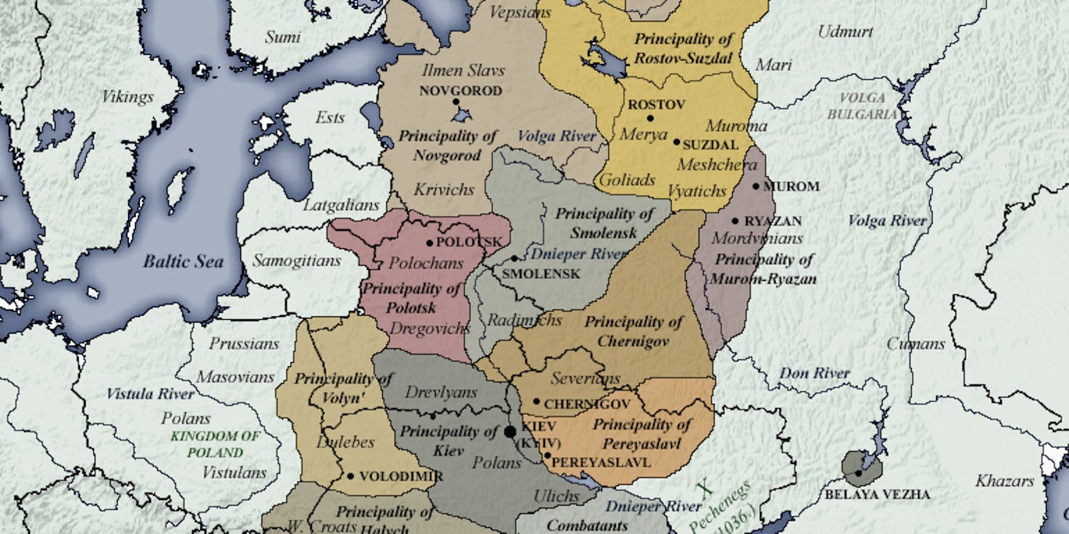 Een kaart van Het Kievse Rijk.