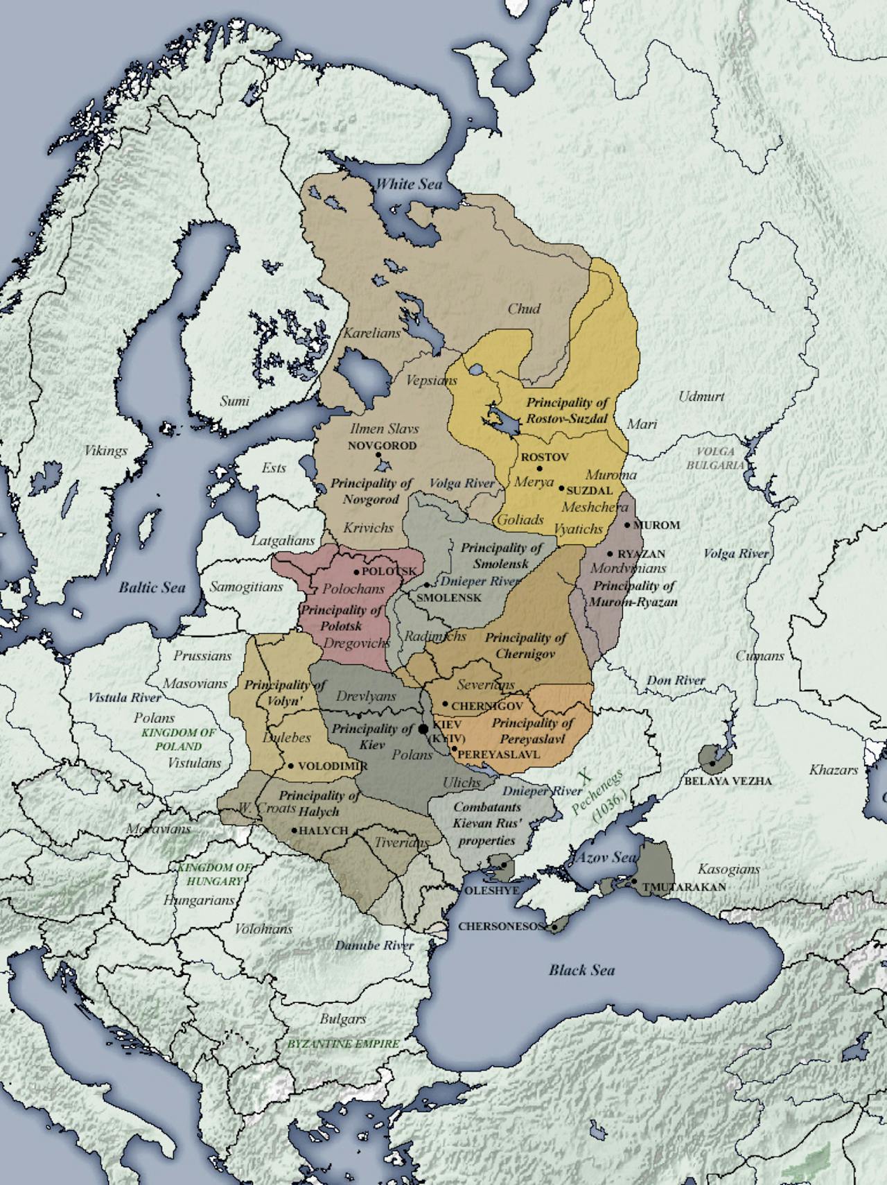 Een kaart van Het Kievse Rijk.