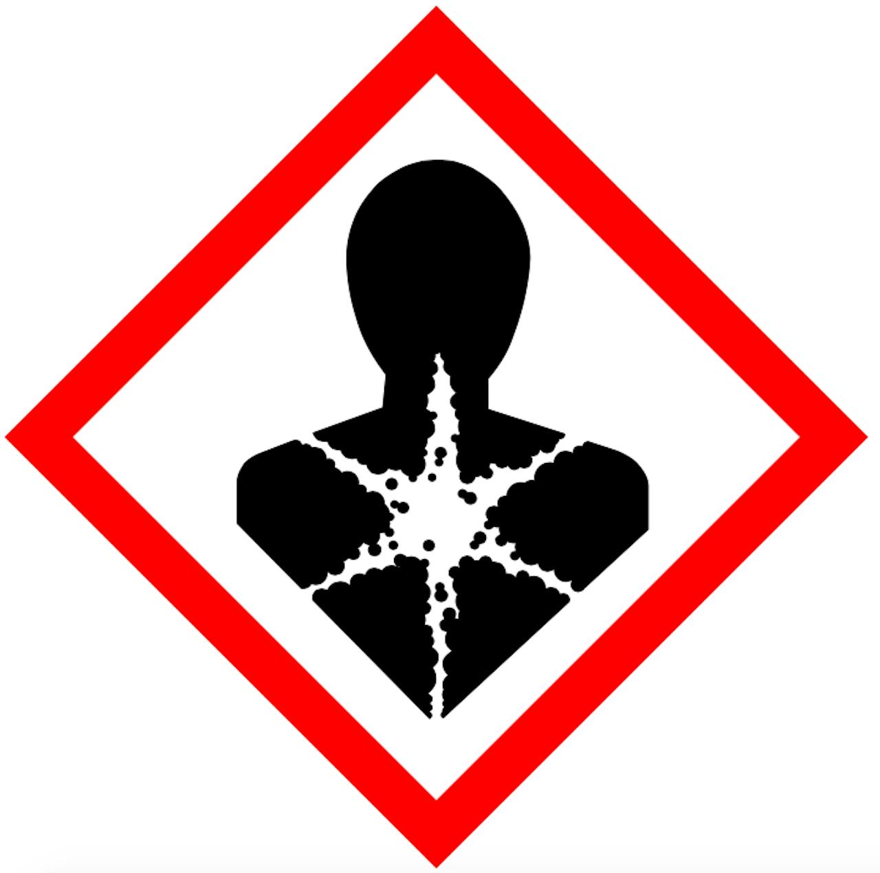 Dit symbool waarschuwt dat de stof gezondheidsschade op lange termijn kan veroorzaken en wordt gebruikt voor kankerverwekkende en mutagene stoffen, maar ook voor stoffen die de vruchtbaarheid kunnen verstoren.