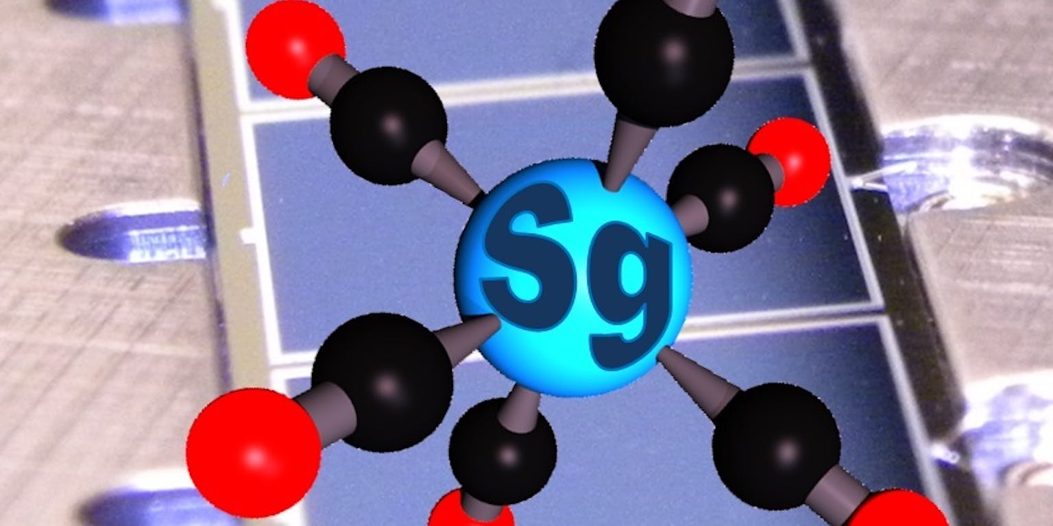 Voorstelling van het gebonden seaborgium.