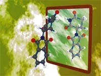 Gespiegelde moleculaire weergave van het slaapmiddel thalidomide.