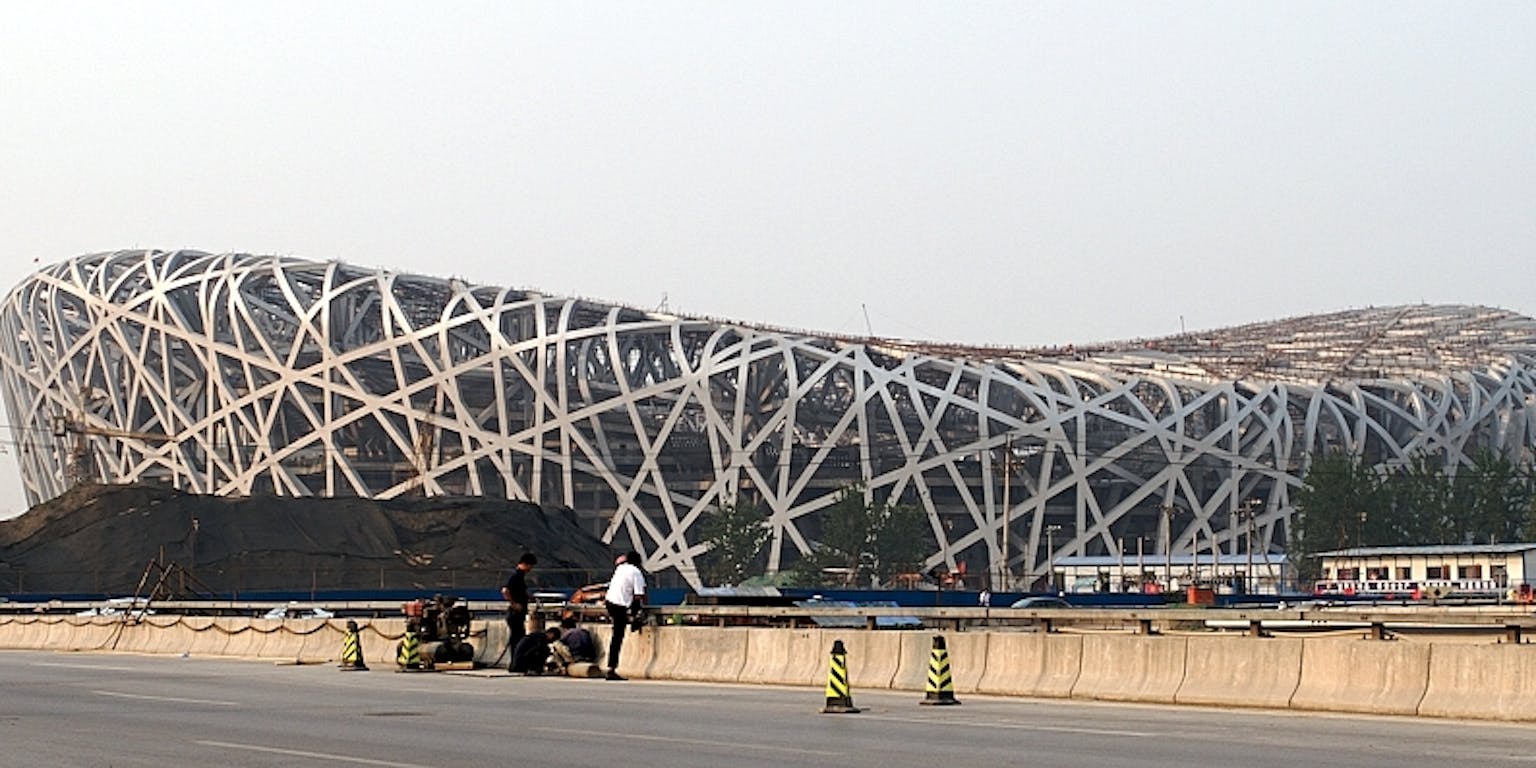 Het olympisch stadion in Peking.