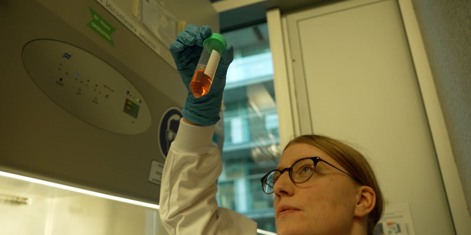Susanne van den Brink in het lab