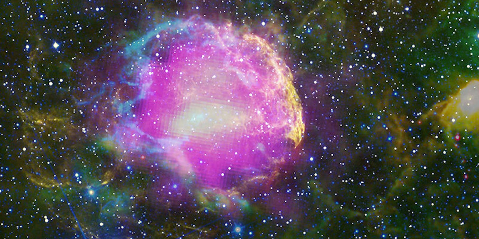 Een afbeelding van supernova. Het verschijnsel waarbij een ster op spectaculaire wijze explodeert.