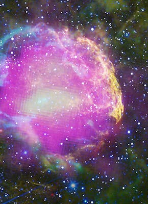 Een afbeelding van supernova. Het verschijnsel waarbij een ster op spectaculaire wijze explodeert.