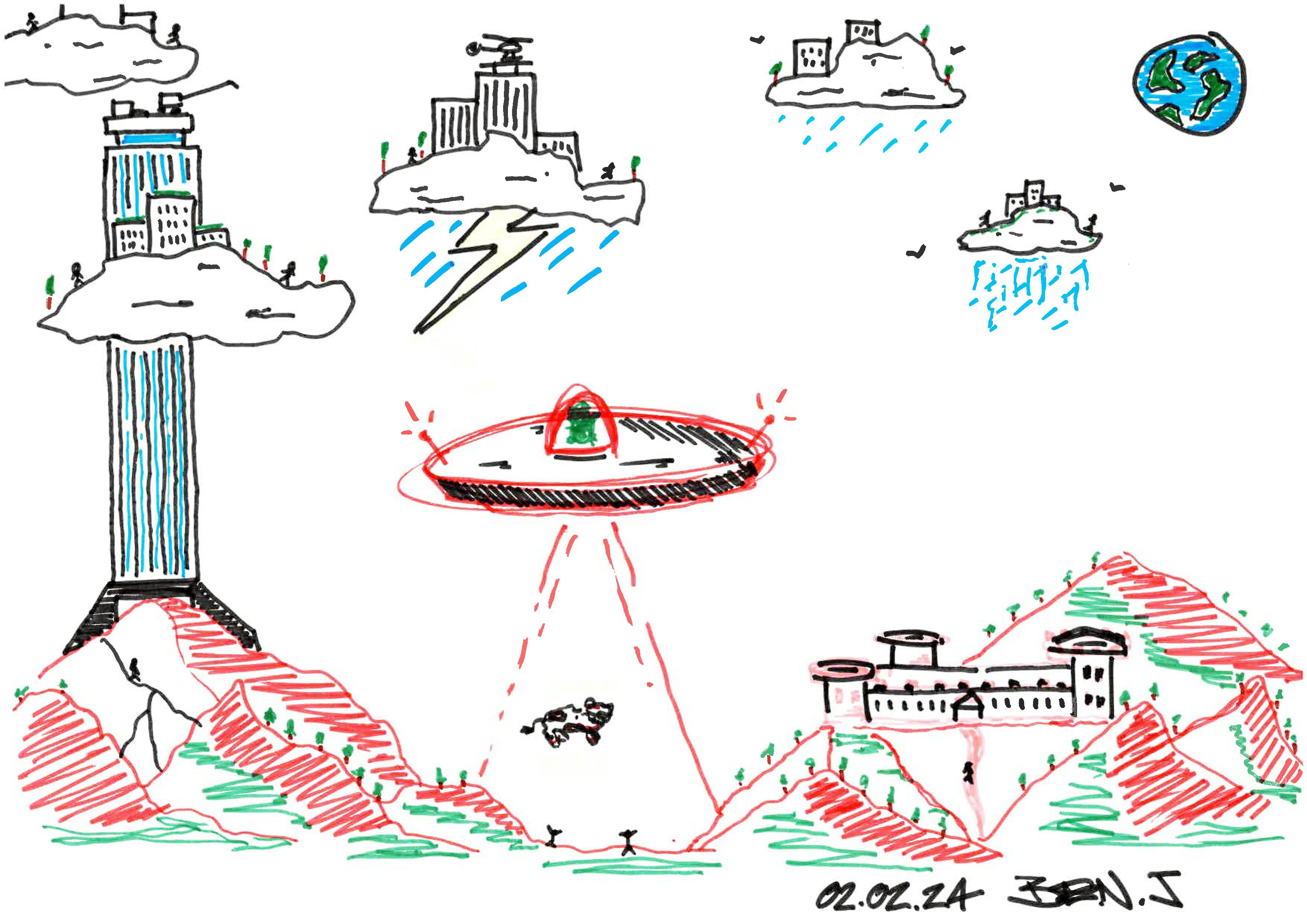 Toekomsttekening over buitenaards leven gemaakt in de tentoonstelling Living Looonger in De Studio van NEMO Science Museum