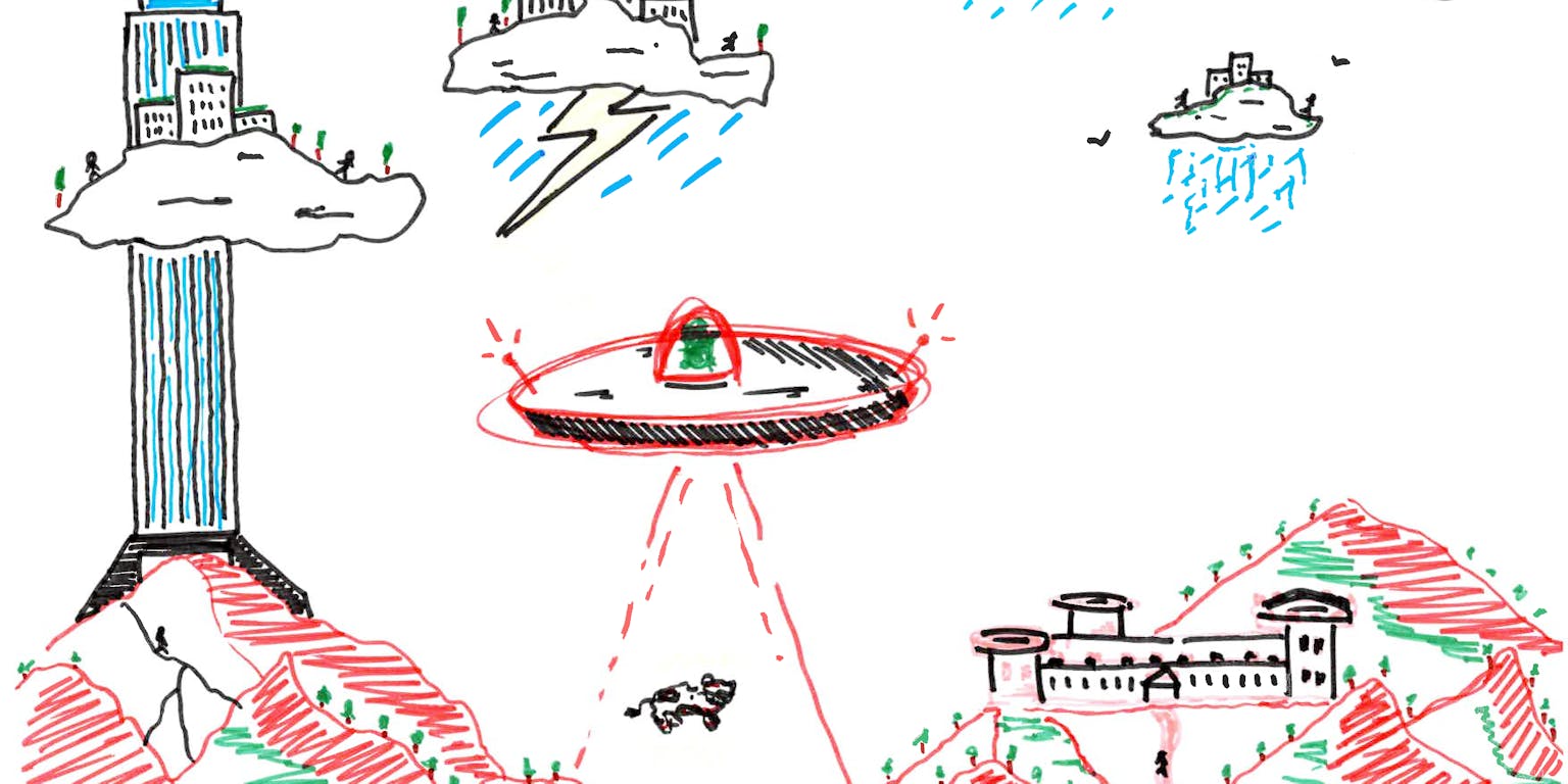 Toekomsttekening over buitenaards leven gemaakt in de tentoonstelling Living Looonger in De Studio van NEMO Science Museum