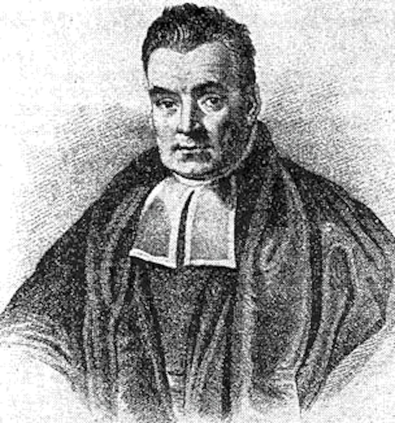 Een vermeend portret in zwart-wit van Thomas Bayes.