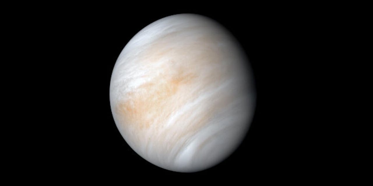 Een afbeelding van Venus gemaakt door het ruimtevaartuig van de NASA.