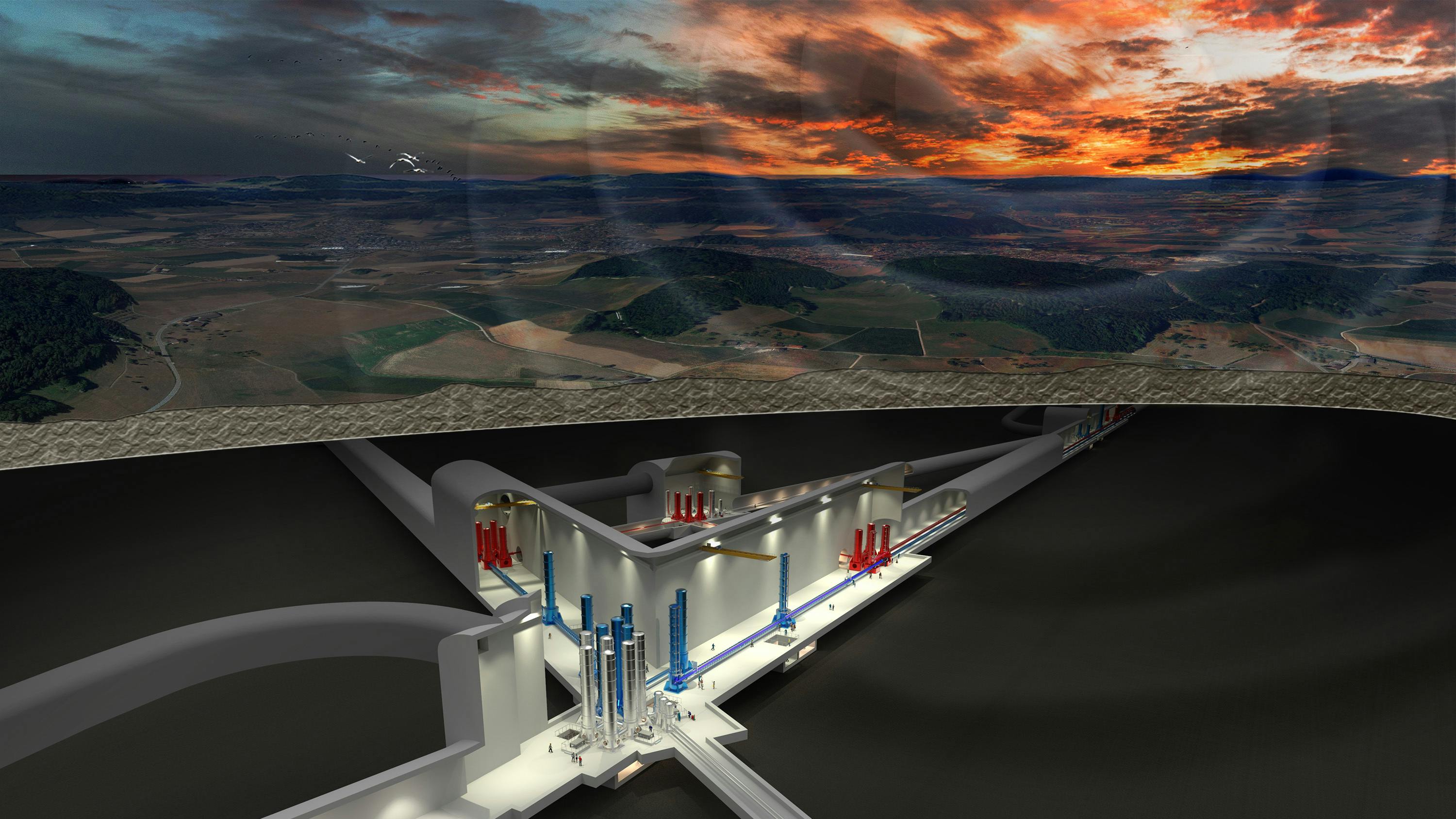 Een artistieke weergave van de Einstein-telescoop.