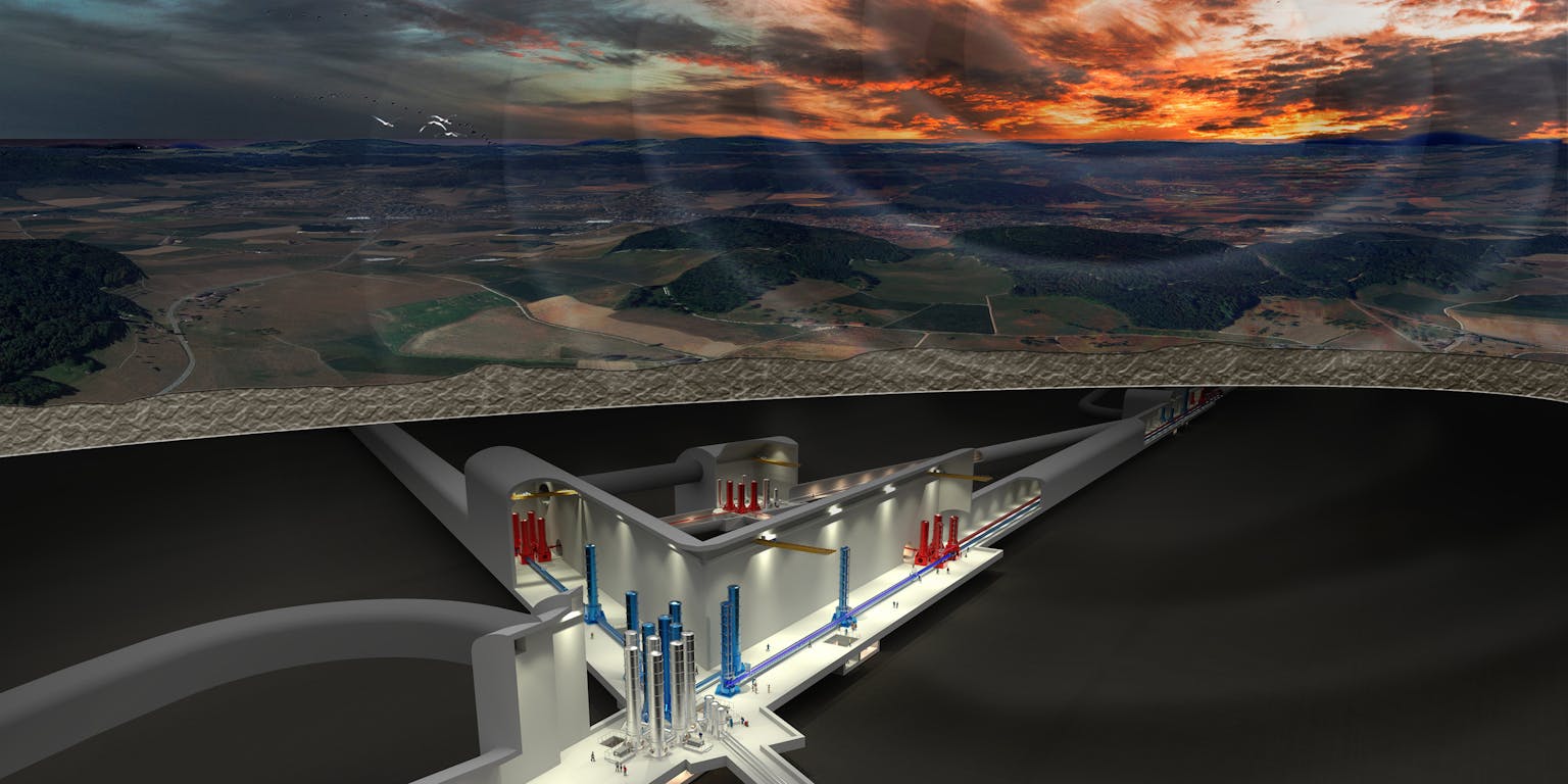 Een artistieke weergave van de Einstein-telescoop.
