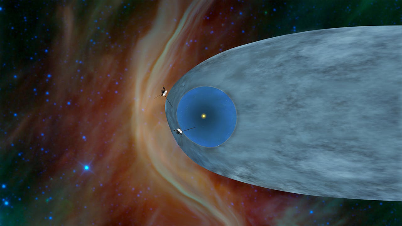 Een illustratie van Nasa van Voyager 2 heliosfeer.
