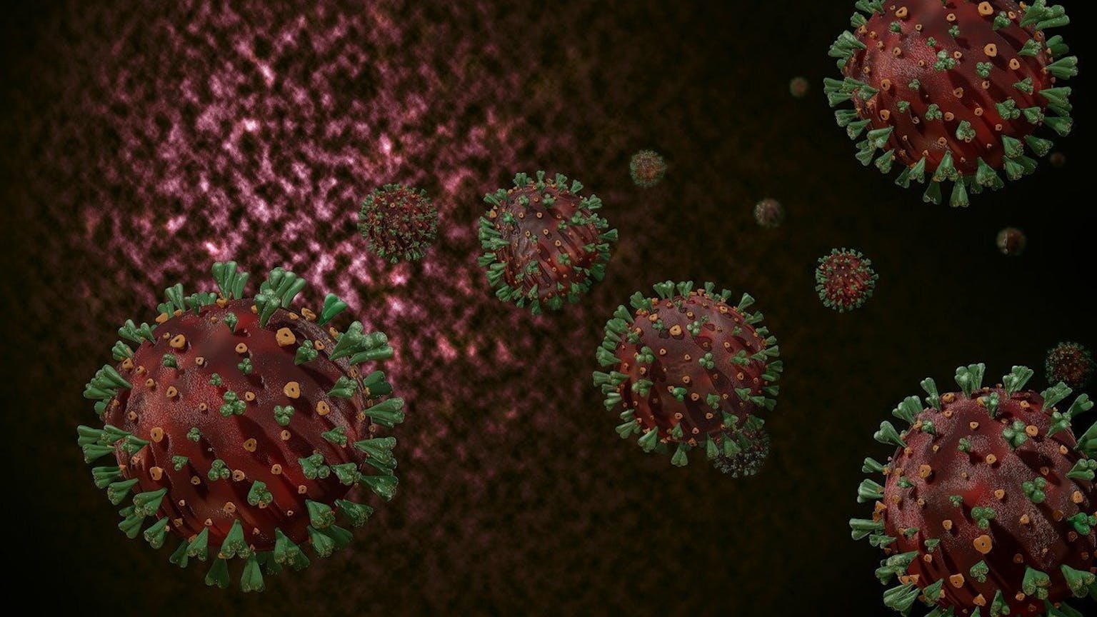 Coronavirussen op een donkere achtergrond.